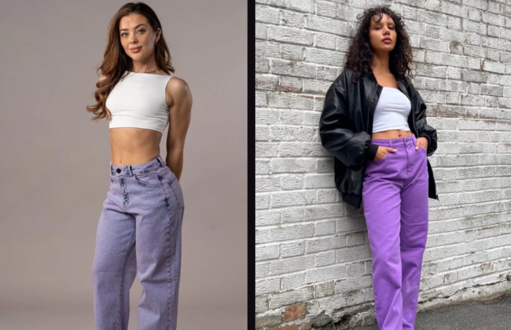 Grey Purple Jeans